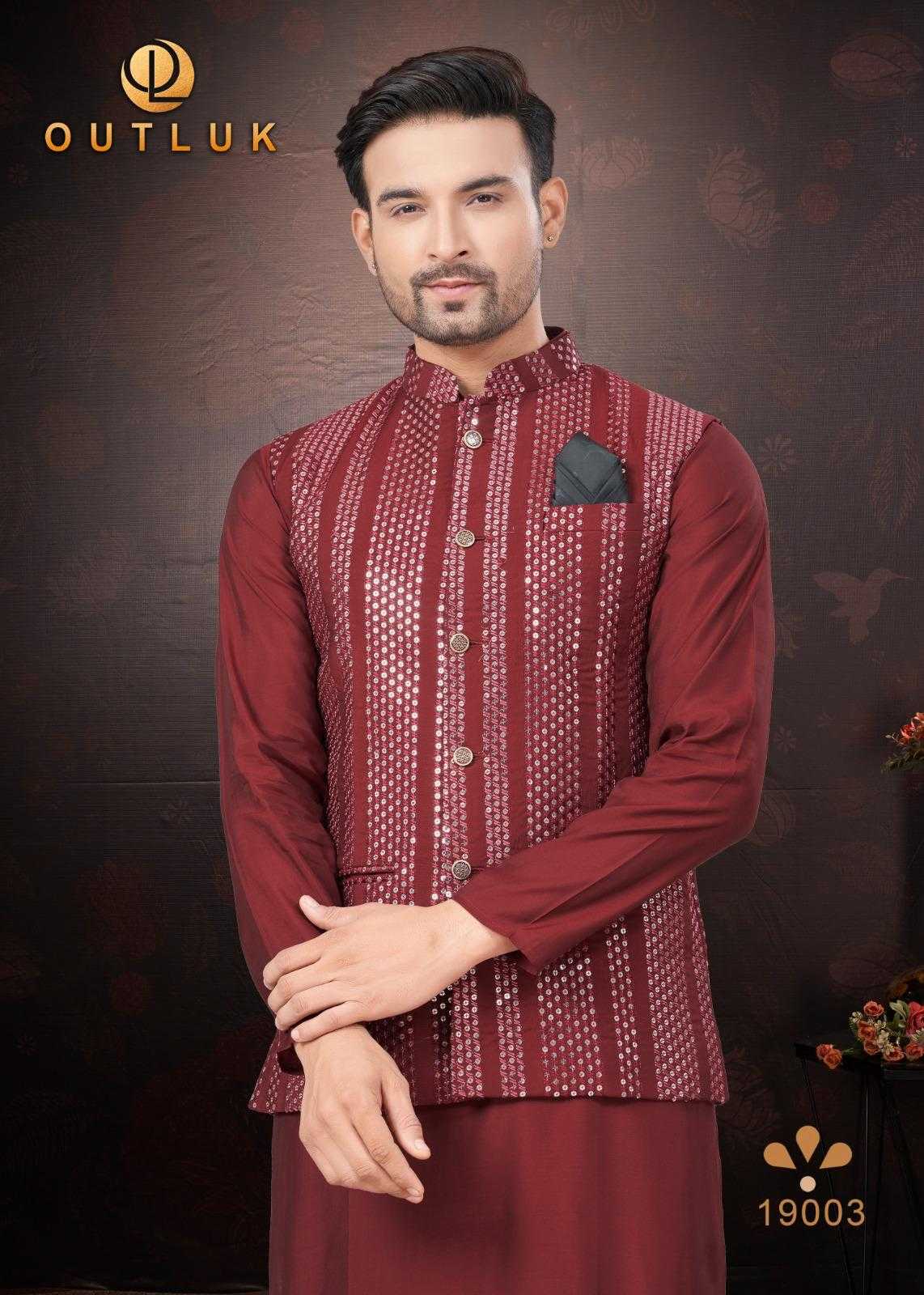 Ynf Pure Silk RIN197 Outluk Wedding Collection Vol 19 Mens Wear Wedding Collections Festive Collections Wholesale Mens Kurtas Mens Kurta Pyjama Silk Kurta Manufacturer
