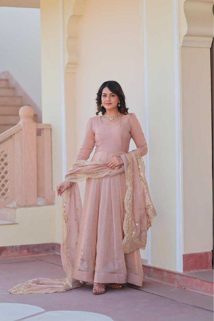 Ynf Chinon KESH481 BRIGHT Gowns Wedding Collections Festive Collections Wholesale Embroidery Gowns Chiffon Gowns Gown With Cancan Manufacturer
