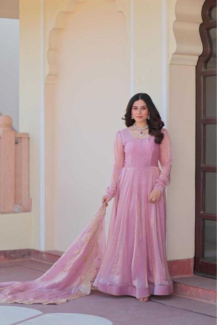 Ynf Chinon KESH481 BRIGHT Gowns Wedding Collections Festive Collections Wholesale Embroidery Gowns Chiffon Gowns Gown With Cancan Manufacturer