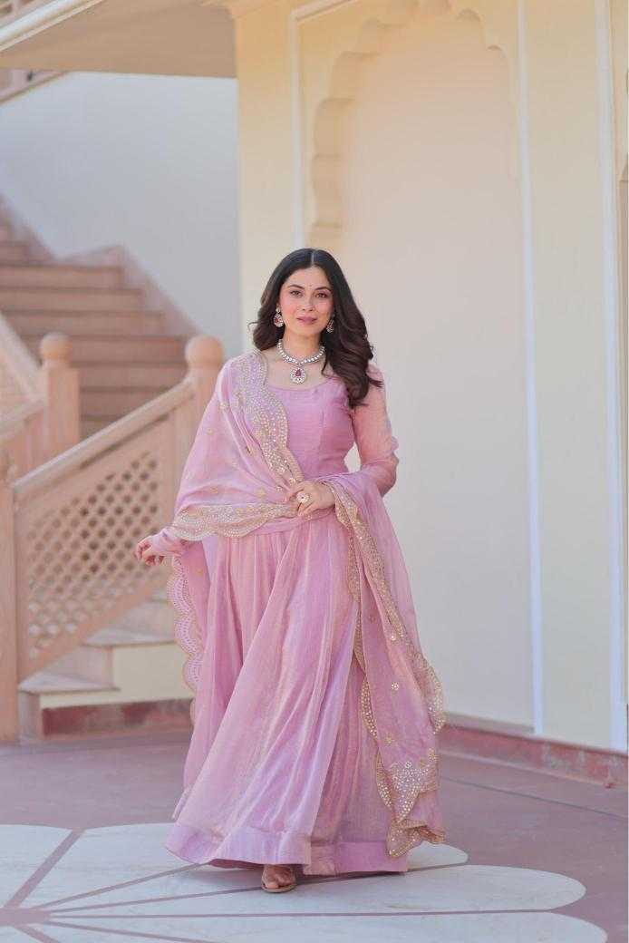 Ynf Chinon KESH481 BRIGHT Gowns Wedding Collections Festive Collections Wholesale Embroidery Gowns Chiffon Gowns Gown With Cancan Manufacturer