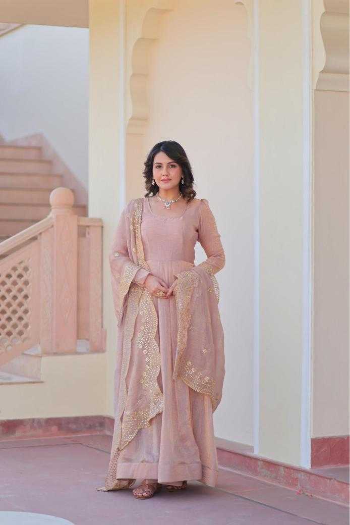 Ynf Chinon KESH481 BRIGHT Gowns Wedding Collections Festive Collections Wholesale Embroidery Gowns Chiffon Gowns Gown With Cancan Manufacturer