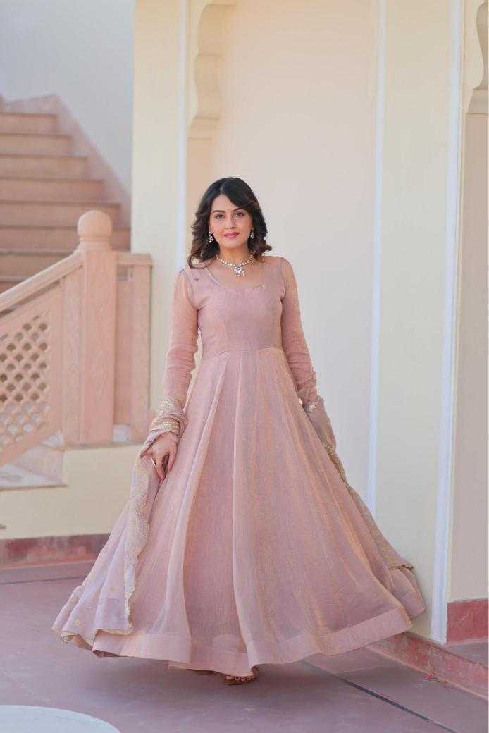 Ynf Chinon KESH481 BRIGHT Gowns Wedding Collections Festive Collections Wholesale Embroidery Gowns Chiffon Gowns Gown With Cancan Manufacturer