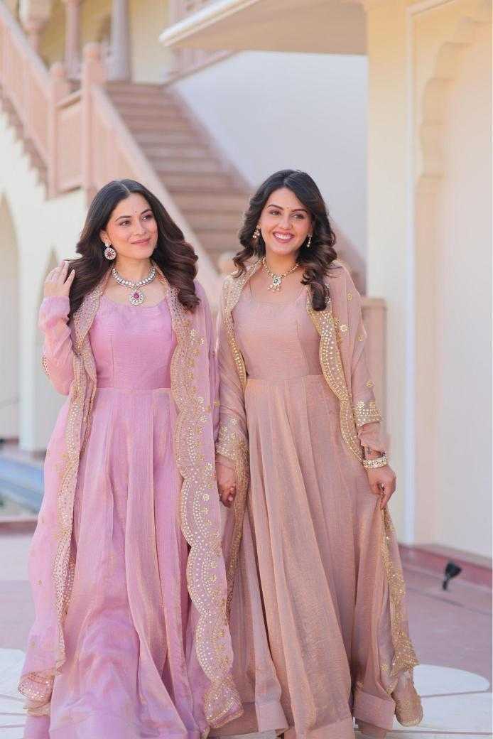 Ynf Chinon KESH481 BRIGHT Gowns Wedding Collections Festive Collections Wholesale Embroidery Gowns Chiffon Gowns Gown With Cancan Manufacturer
