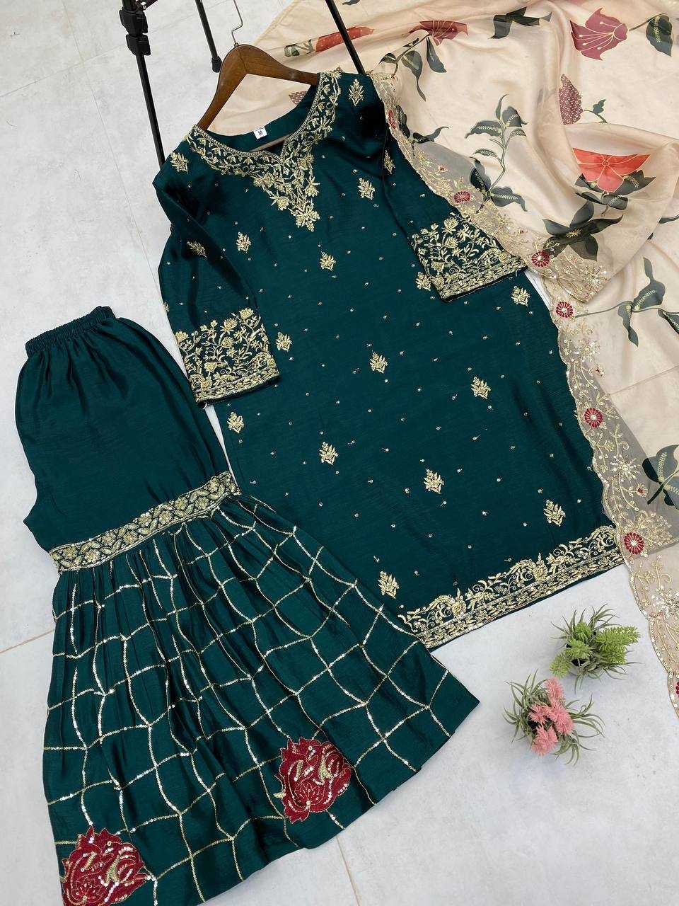 Ynf Chinon RIN141 1946 Suits & Dresses Islamic Clothing Wholesale Sharara Salwar Suits Pakistani Suits Embroidered Suits Manufacturer