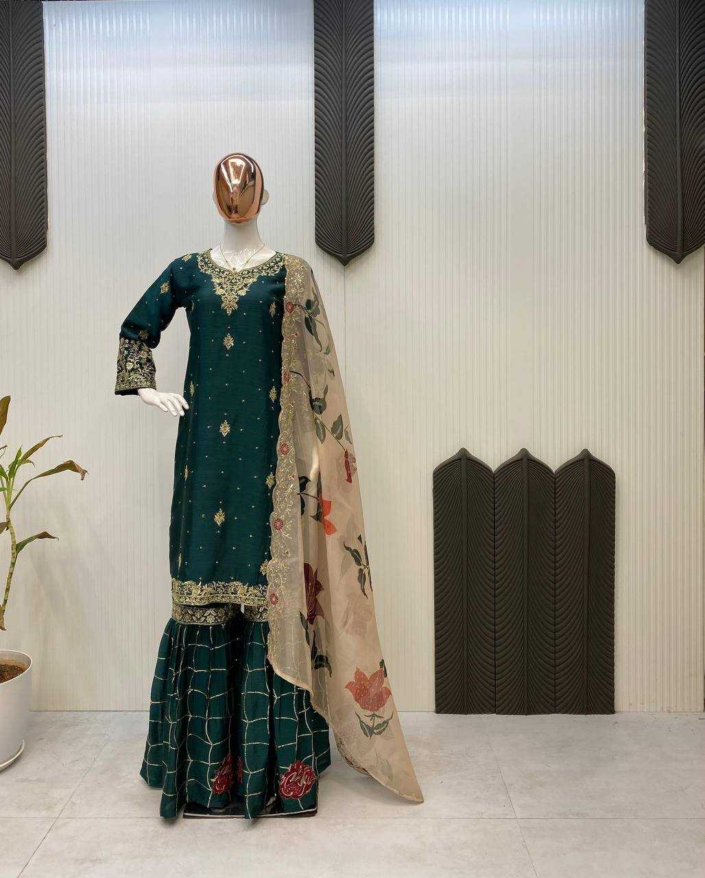Ynf Chinon RIN141 1946 Suits & Dresses Islamic Clothing Wholesale Sharara Salwar Suits Pakistani Suits Embroidered Suits Manufacturer