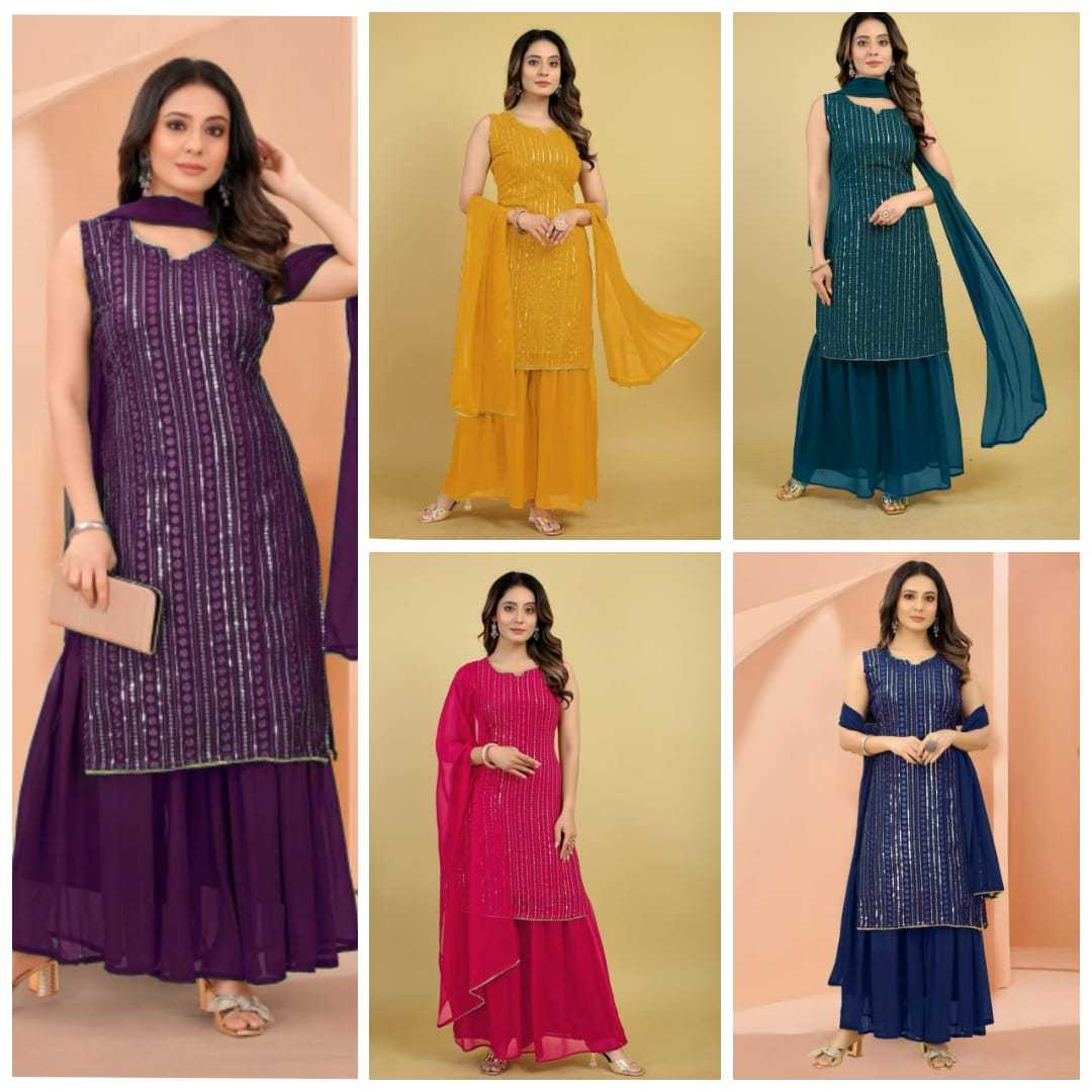 Ynf Faux Georgette RIN158 PD-1029 Suits & Dresses Wedding Collections Festive Collections Wholesale Georgette Suit Party Wear Dresses Embroidered Dresses Manufacturer