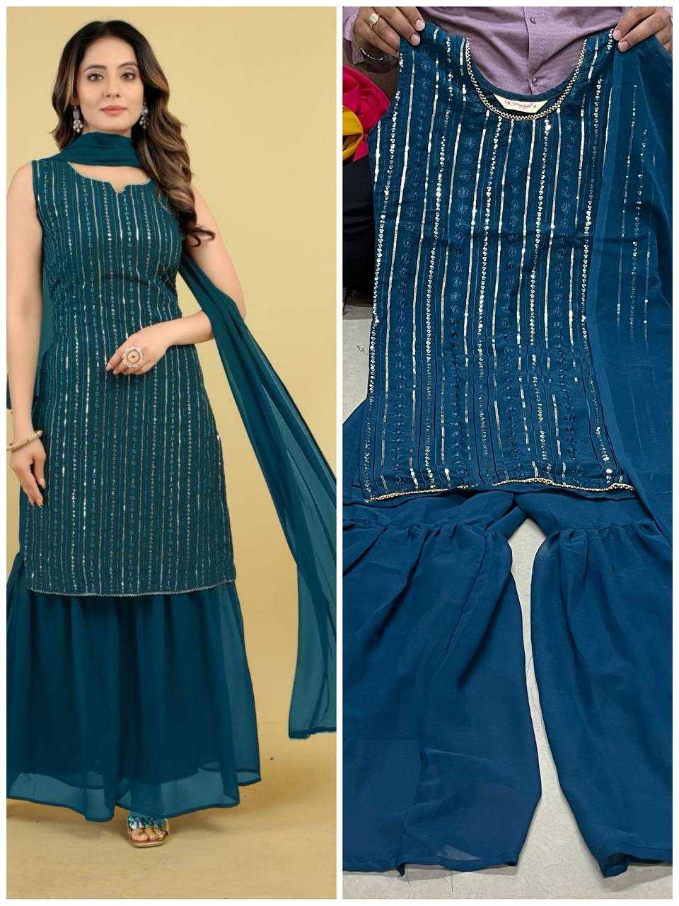 Ynf Faux Georgette RIN158 PD-1029 Suits & Dresses Wedding Collections Festive Collections Wholesale Georgette Suit Party Wear Dresses Embroidered Dresses Manufacturer