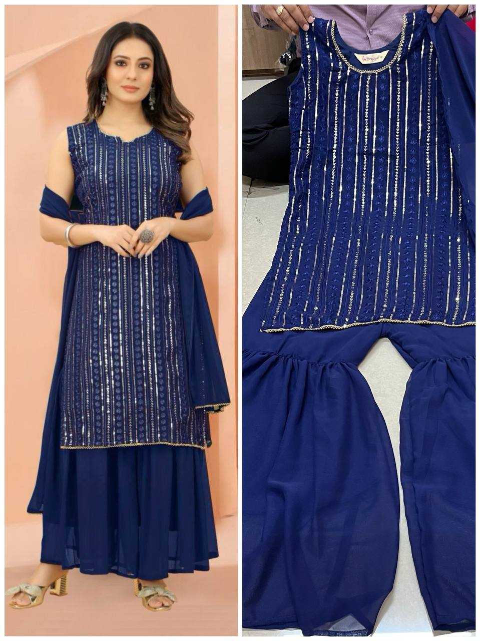 Ynf Faux Georgette RIN158 PD-1029 Suits & Dresses Wedding Collections Festive Collections Wholesale Georgette Suit Party Wear Dresses Embroidered Dresses Manufacturer