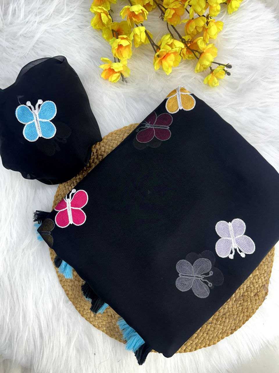 Ynf Georgette KESH488 GAMTHI Sarees Wholesale Fancy Sarees Georgette Sarees Embroidered Sarees Manufacturer