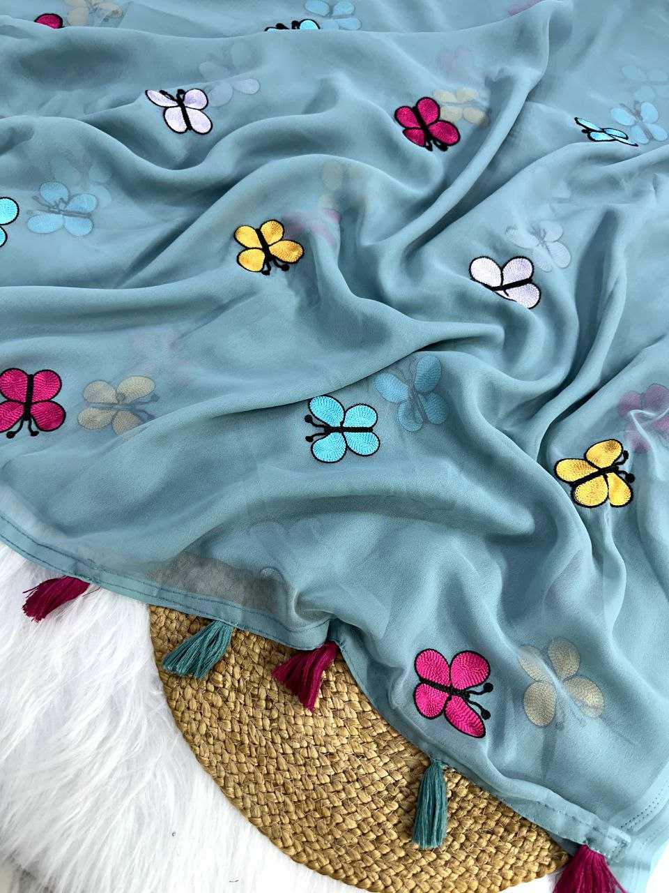 Ynf Georgette KESH488 GAMTHI Sarees Wholesale Fancy Sarees Georgette Sarees Embroidered Sarees Manufacturer