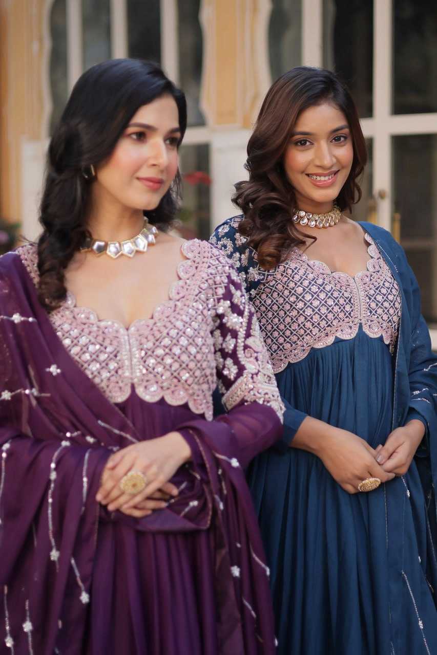 Ynf Georgette KESH489 1150 Gowns Wholesale Embroidery Gowns Anarkali Gown Long Gowns Manufacturer