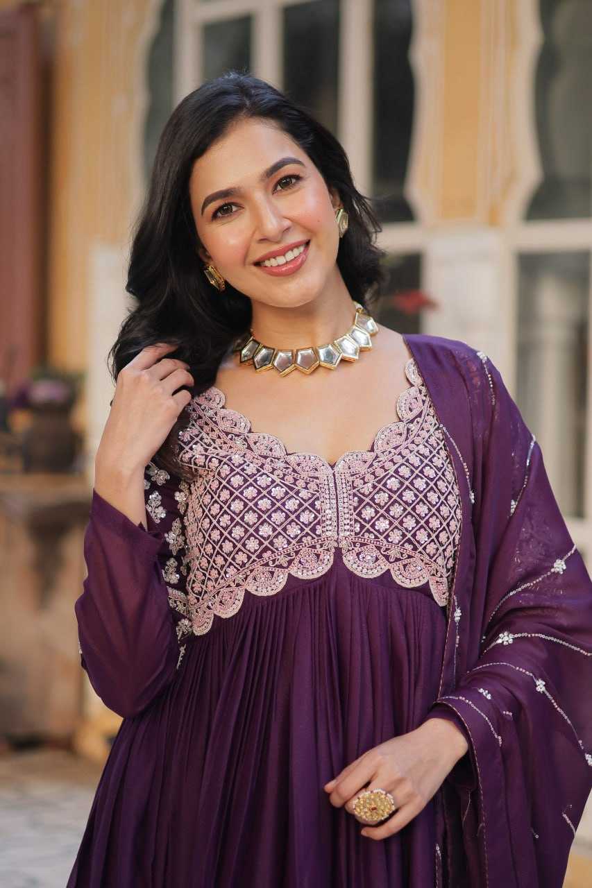 Ynf Georgette KESH489 1150 Gowns Wholesale Embroidery Gowns Anarkali Gown Long Gowns Manufacturer