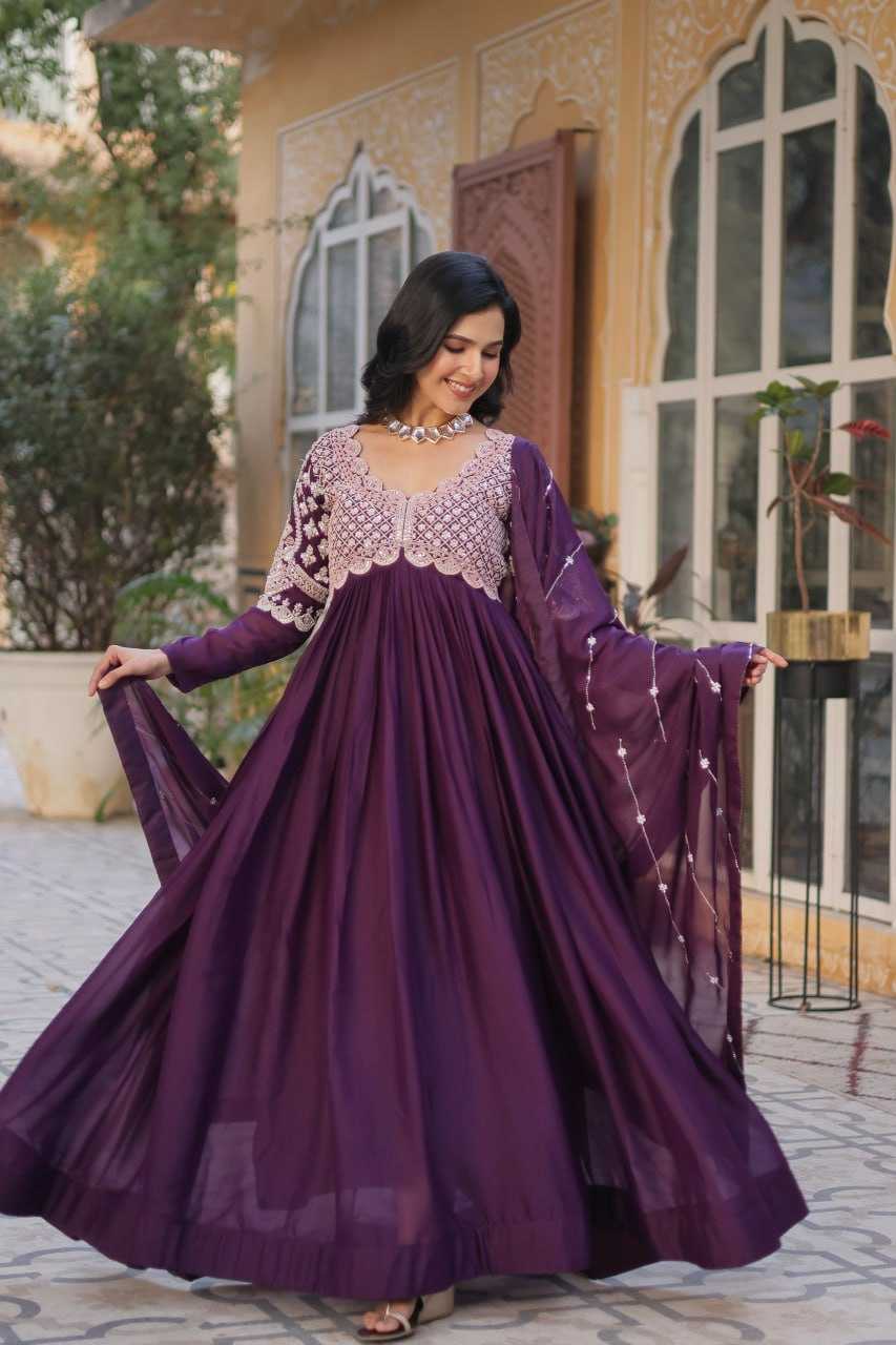 Ynf Georgette KESH489 1150 Gowns Wholesale Embroidery Gowns Anarkali Gown Long Gowns Manufacturer