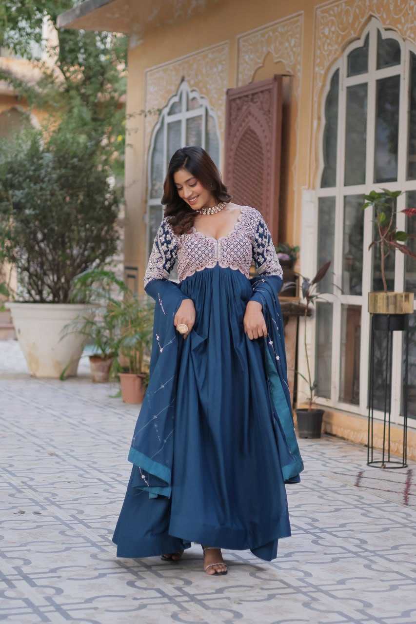 Ynf Georgette KESH489 1150 Gowns Wholesale Embroidery Gowns Anarkali Gown Long Gowns Manufacturer
