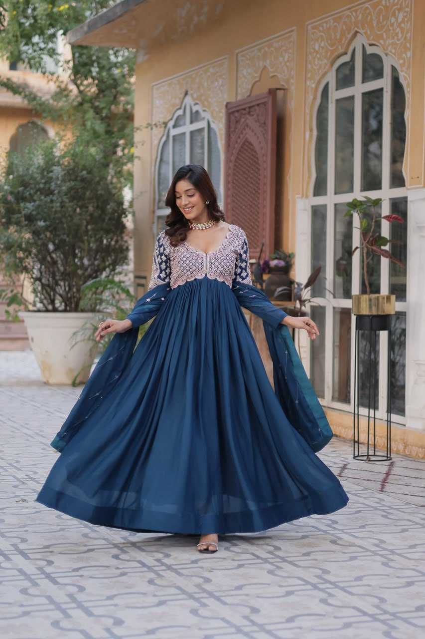 Ynf Georgette KESH489 1150 Gowns Wholesale Embroidery Gowns Anarkali Gown Long Gowns Manufacturer