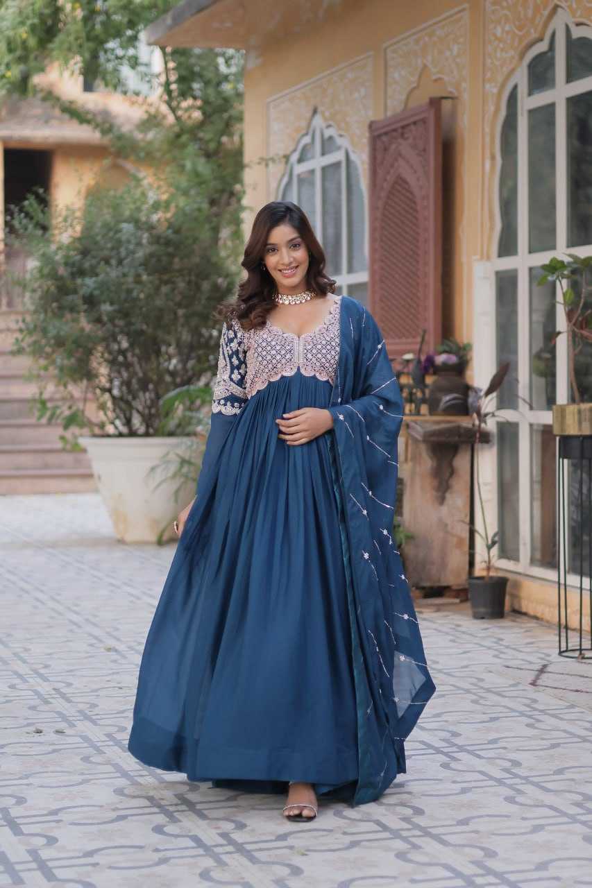 Ynf Georgette KESH489 1150 Gowns Wholesale Embroidery Gowns Anarkali Gown Long Gowns Manufacturer