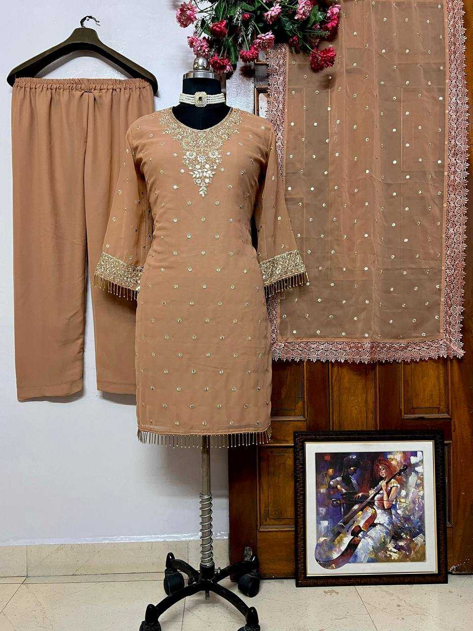 Ynf Georgette KESH492 1365 Kurti Wholesale Mirror Work Kurti Embroidered Kurtis Manufacturer