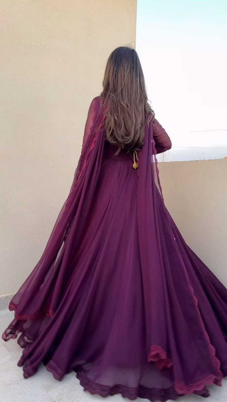 Ynf Georgette RIN157 PC-2921 Gowns Festive Collections Plus Size Collections Wholesale Georgette Gown Gown With Dupatta Full Sleeve Gowns Manufacturer