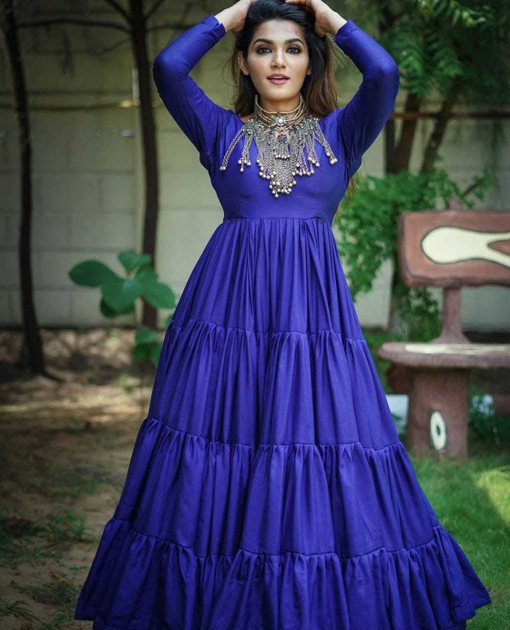 Ynf Georgette RIN157 PC-3170 Gowns Festive Collections Plus Size Collections Wholesale Georgette Gown Party Wear Gowns Full Sleeve Gowns Manufacturer
