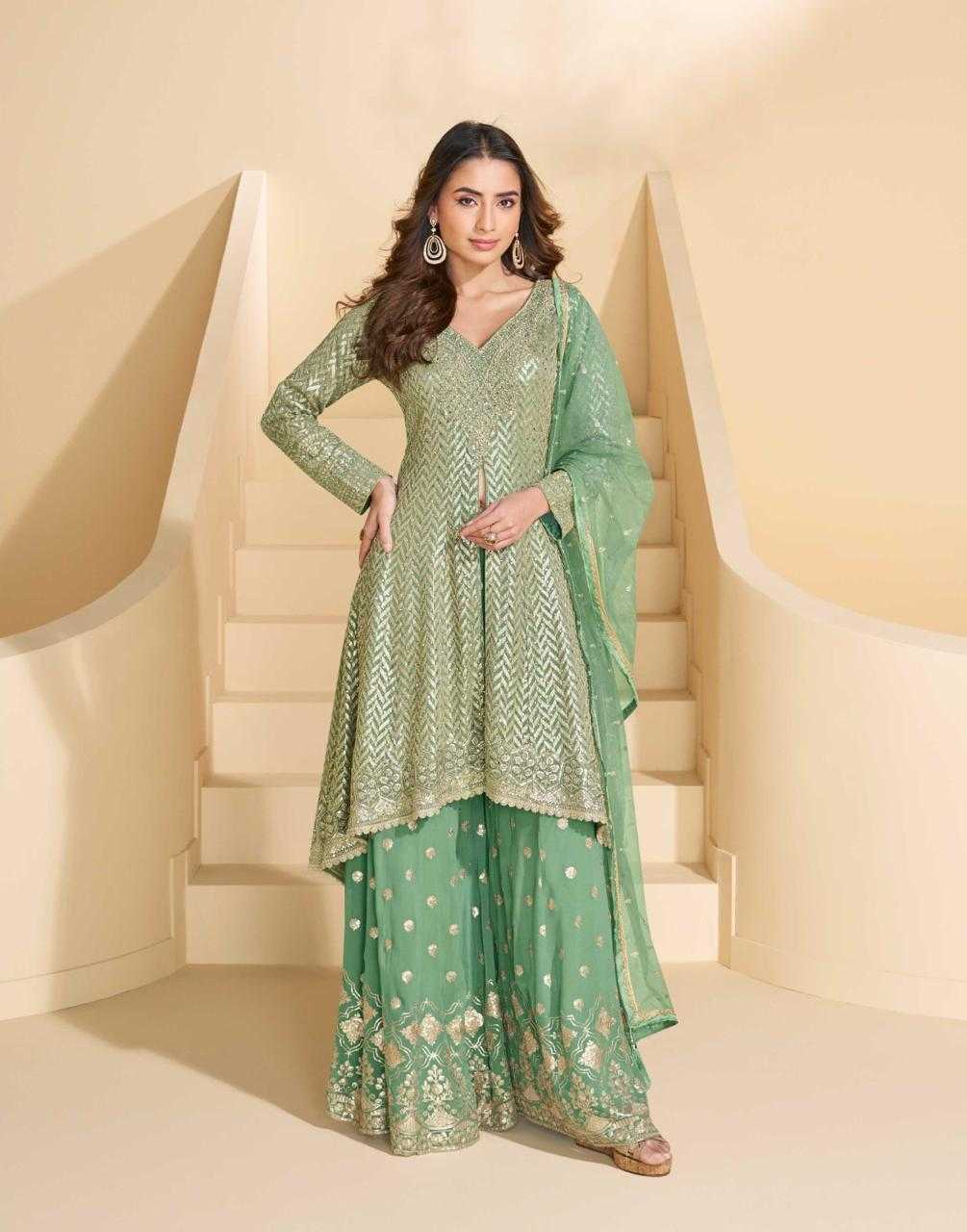 Ynf Georgette RIN184 SAYURI-ANOKHI Suits & Dresses Wedding Collections Festive Collections Wholesale Embroidery Suits Palazzo Suit Georgette Suit Manufacturer