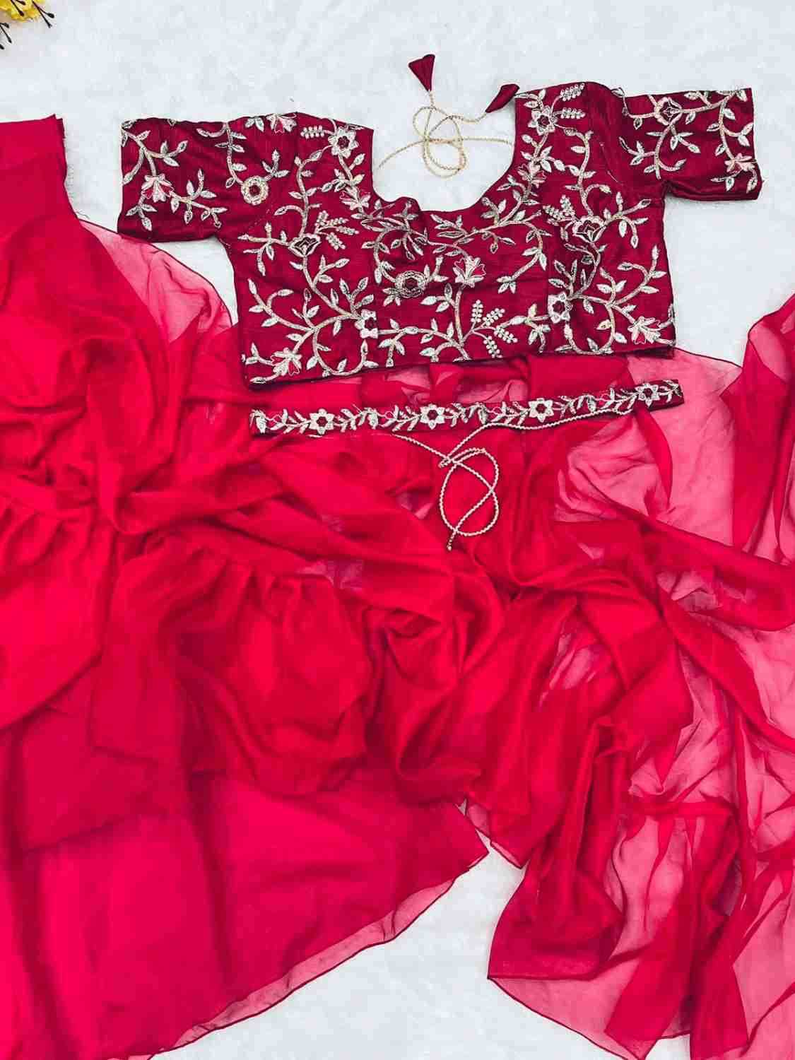 Ynf Tabby Silk Organza RIN222 275 Lehengas Wedding Collections Festive Collections Wholesale Embroidered Lehenga Lehenga With Blouse Lehenga With Belt Manufacturer