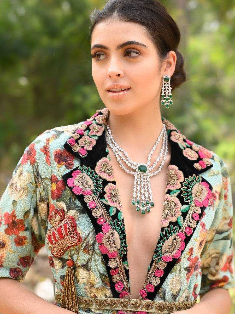 Ynf AD Diamond KESH192 Womens Jewellery Wholesale AD Diamond Necklace Necklaces Set Antique Necklaces Set Manufacturer