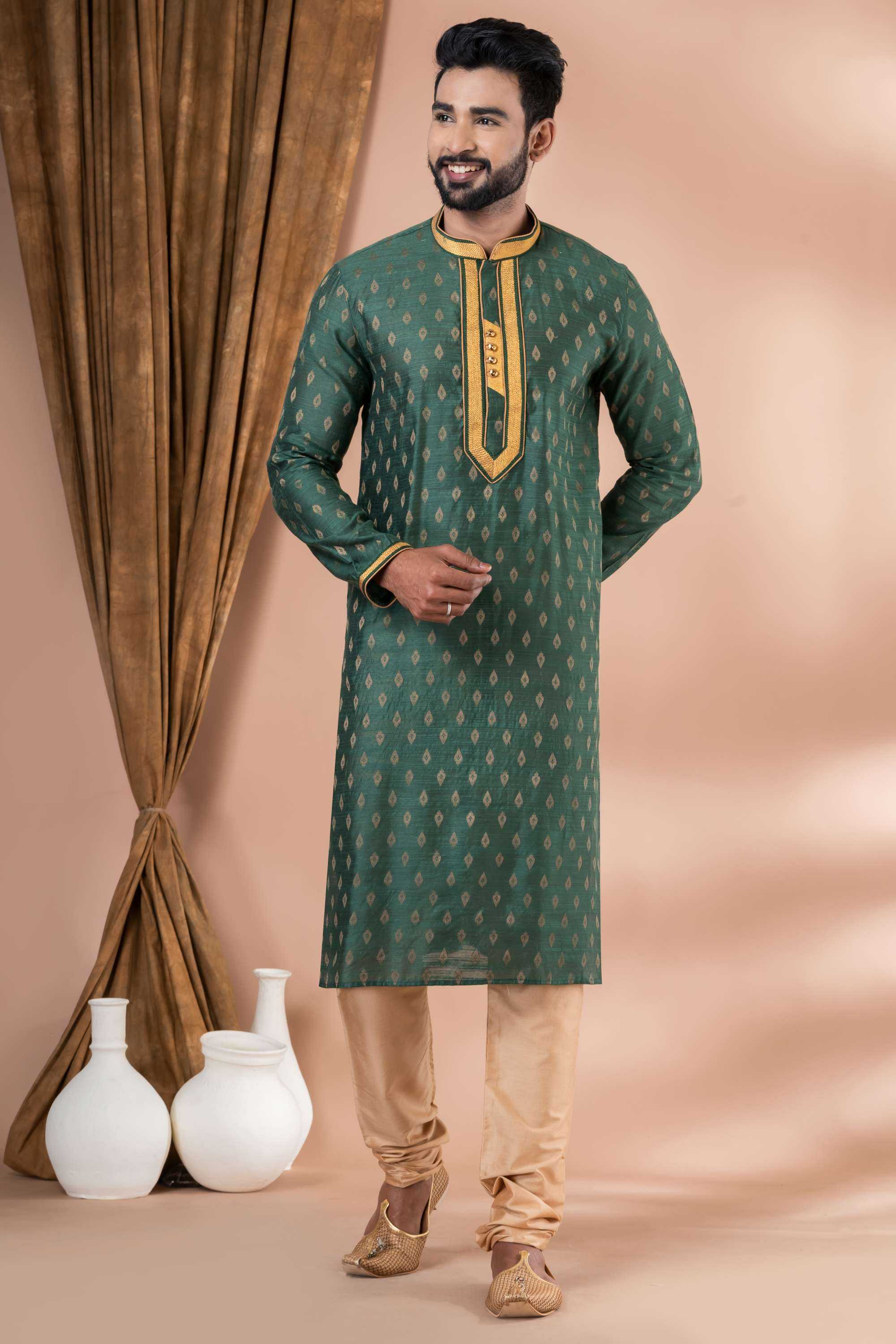 Ynf Banarasi Cotton RIN223 3425A Mens Wear Wholesale Mens Kurtas Mens Kurta Pyjama Men Wedding kurta Manufacturer