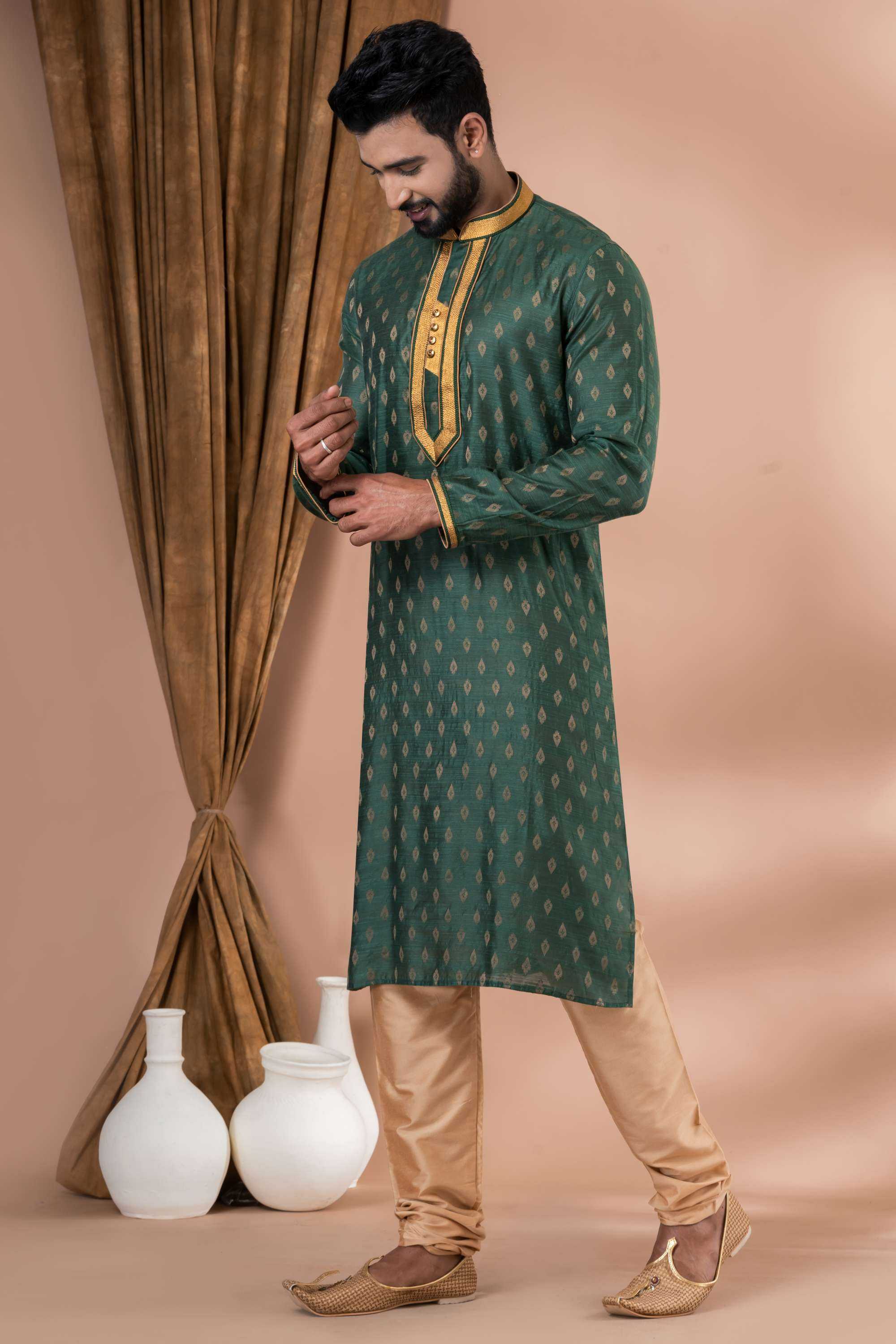 Ynf Banarasi Cotton RIN223 3425A Mens Wear Wholesale Mens Kurtas Mens Kurta Pyjama Men Wedding kurta Manufacturer