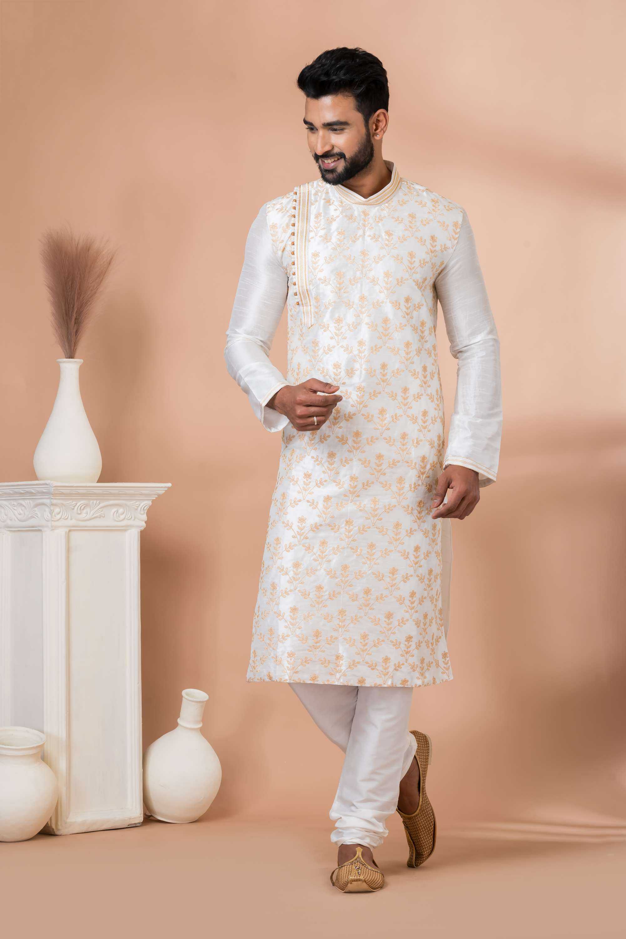 Ynf Banarasi Jacquard RIN223 3327B Mens Wear Wholesale Mens Kurtas Mens Kurta Pyjama Men Wedding kurta Manufacturer
