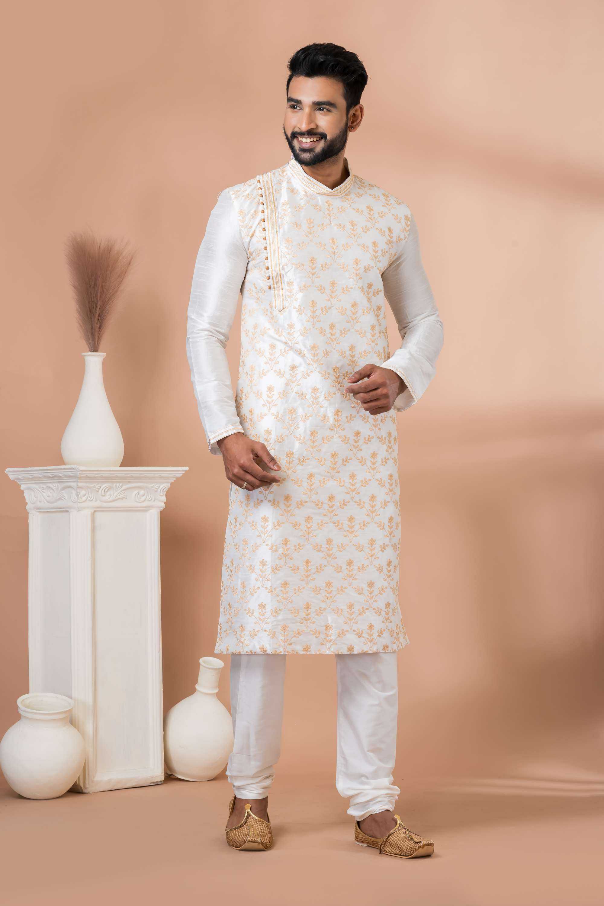 Ynf Banarasi Jacquard RIN223 3327B Mens Wear Wholesale Mens Kurtas Mens Kurta Pyjama Men Wedding kurta Manufacturer
