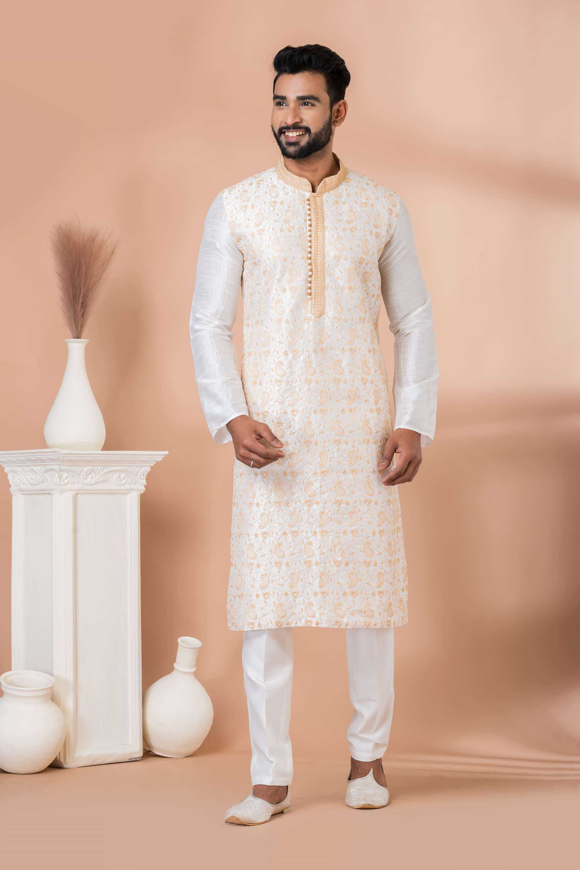 Ynf Banarasi Jacquard RIN223 3328B Mens Wear Wholesale Mens Kurtas Mens Kurta Pyjama Men Wedding kurta Manufacturer
