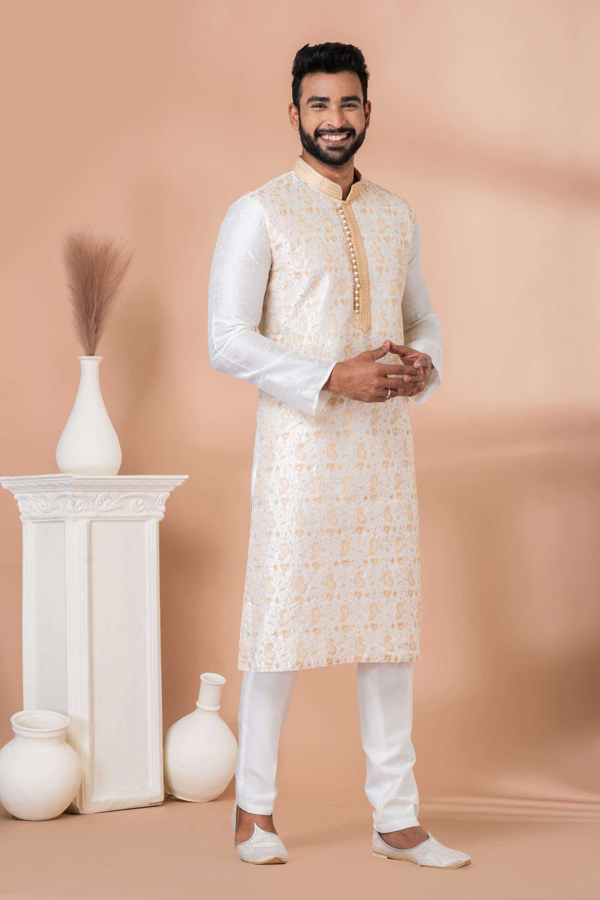 Ynf Banarasi Jacquard RIN223 3328B Mens Wear Wholesale Mens Kurtas Mens Kurta Pyjama Men Wedding kurta Manufacturer