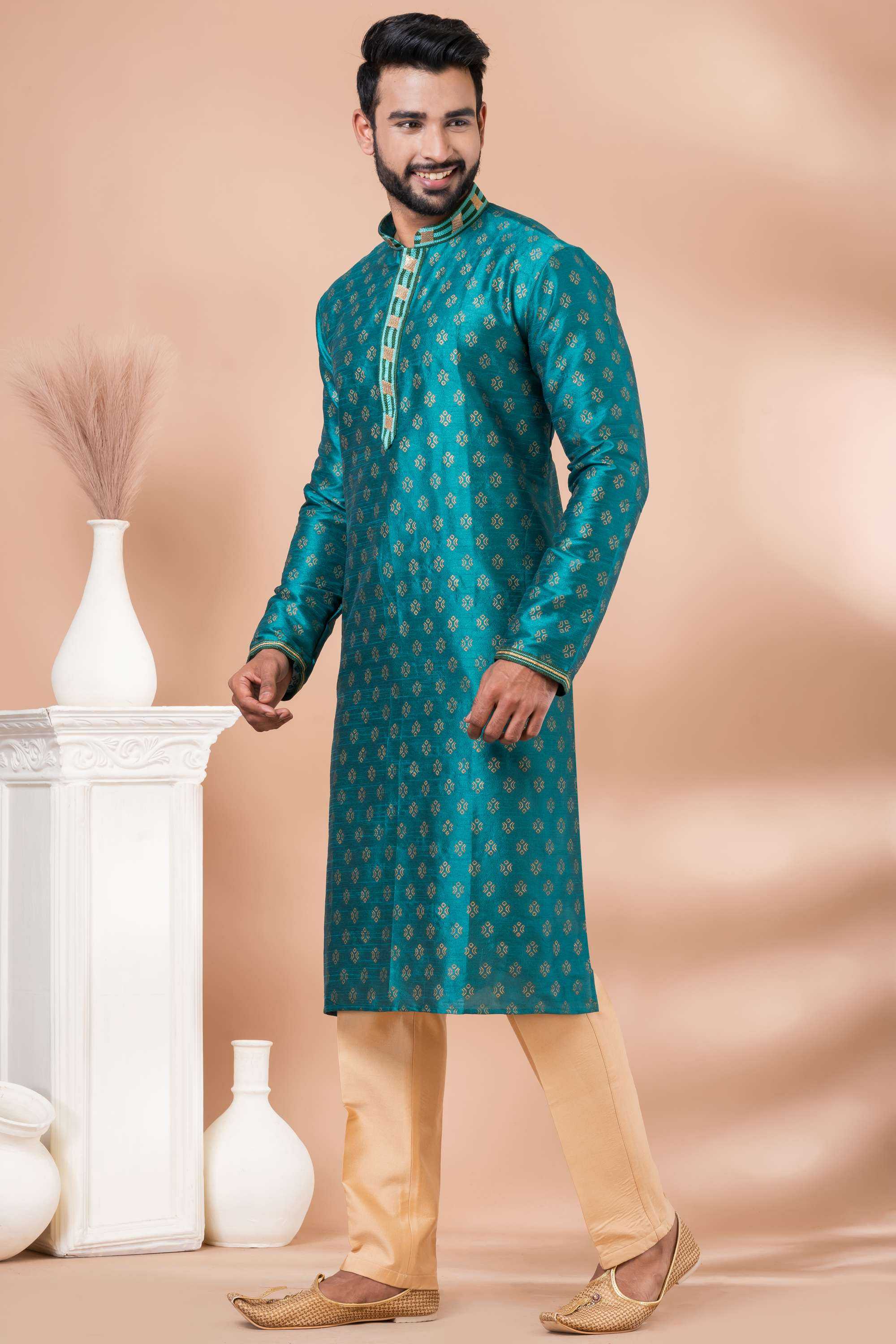 Ynf Banarasi Jacquard RIN223 3373A Mens Wear Wholesale Mens Kurtas Mens Kurta Pyjama Men Wedding kurta Manufacturer