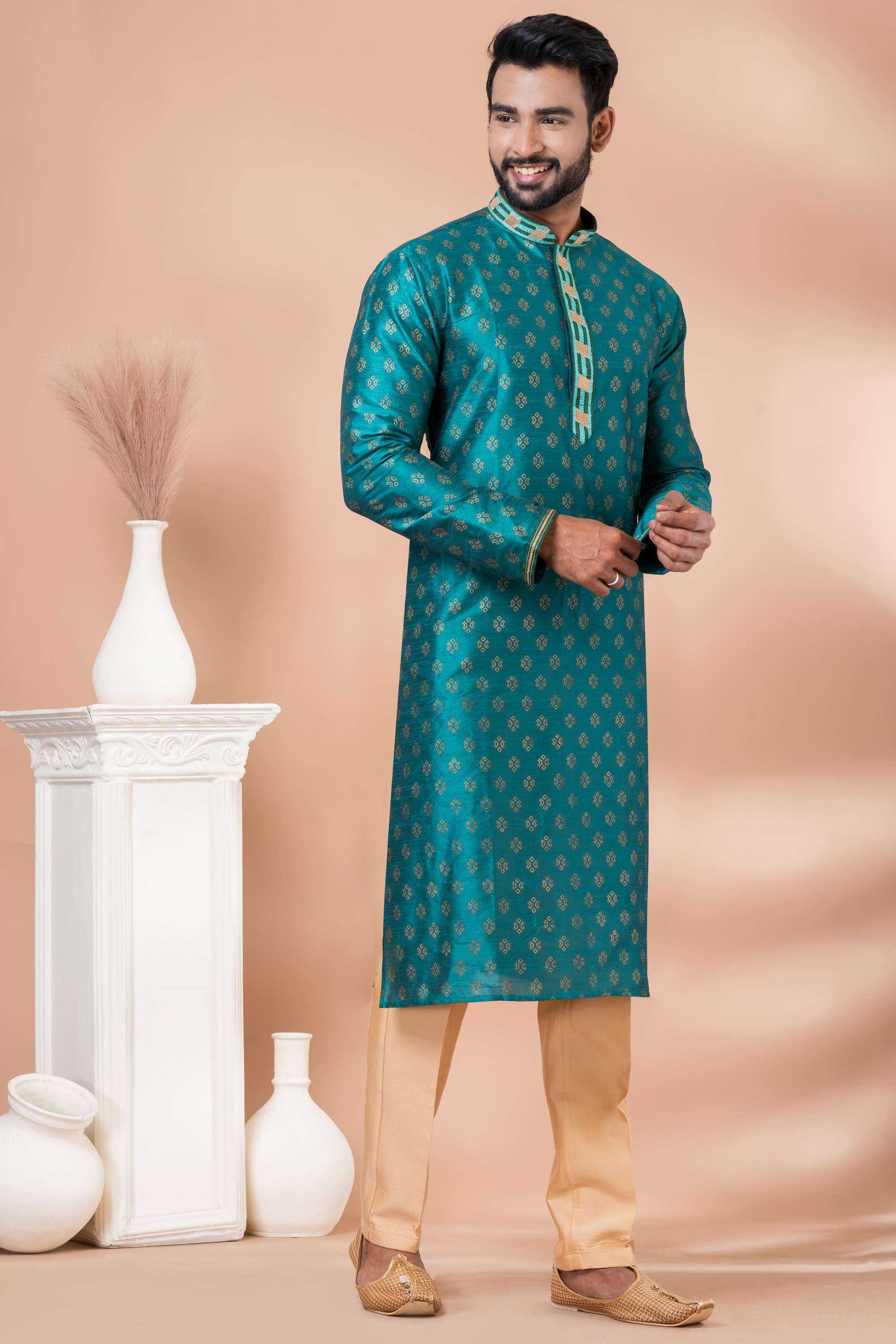 Ynf Banarasi Jacquard RIN223 3373A Mens Wear Wholesale Mens Kurtas Mens Kurta Pyjama Men Wedding kurta Manufacturer