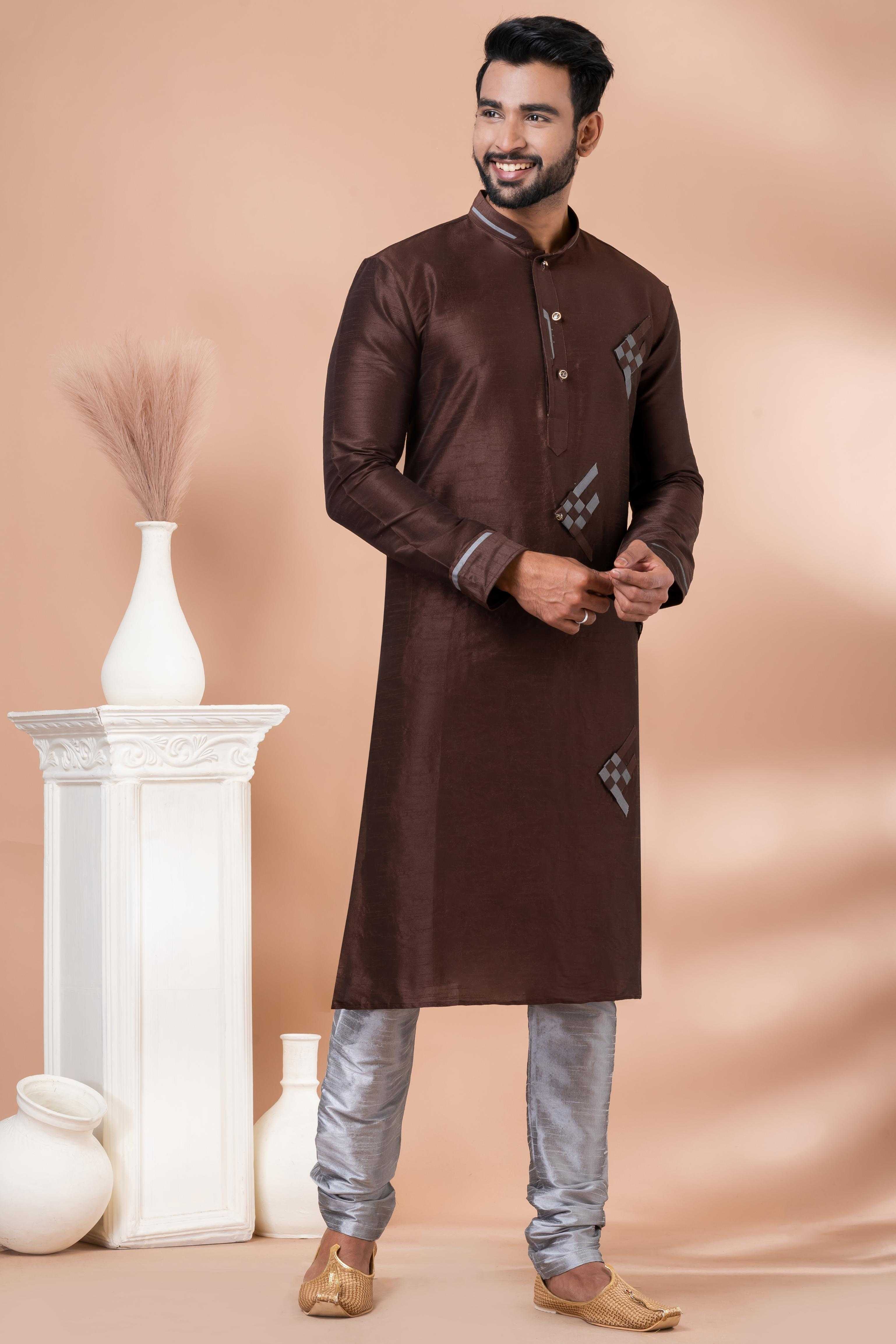 Ynf Banarasi Jacquard RIN223 3394C Mens Wear Wholesale Mens Kurtas Mens Kurta Pyjama Men Wedding kurta Manufacturer