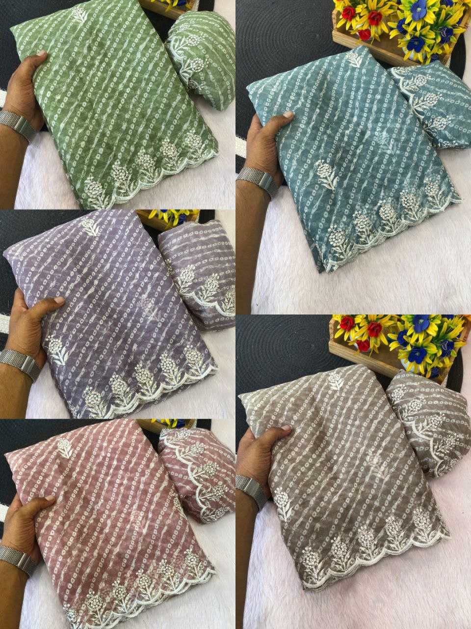 Ynf Bandhini Silk KESH516 9276 Sarees Wholesale Fancy Sarees Embroidered Sarees Stone Work Saree Cutwork Saree Manufacturer