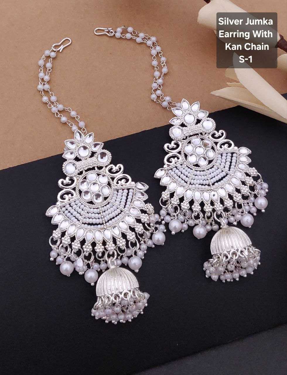 Ynf Brass KESH193 Womens Jewellery Wholesale Fancy Earrings Oxidized Earrings Long Earrings Hair Earrings Chain Manufacturer