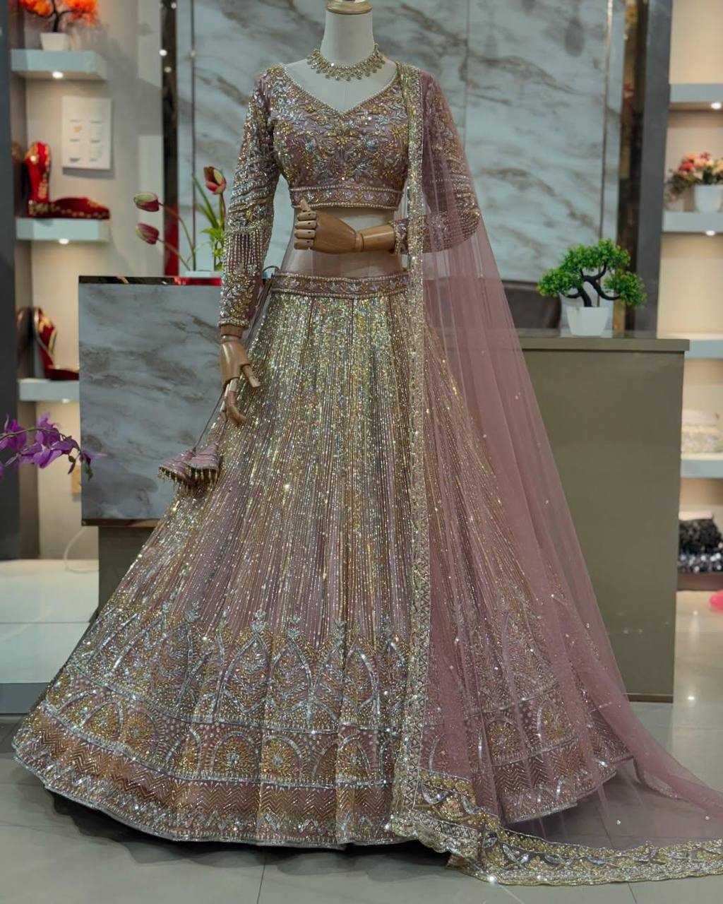 Ynf Butterfly Net RIN108 1765 Lehengas Wholesale Designer Lehenga Fancy Lehenga Embroidered Lehenga Lehenga For Engagement Sequins Lehenga Lehenga With Cancan Manufacturer