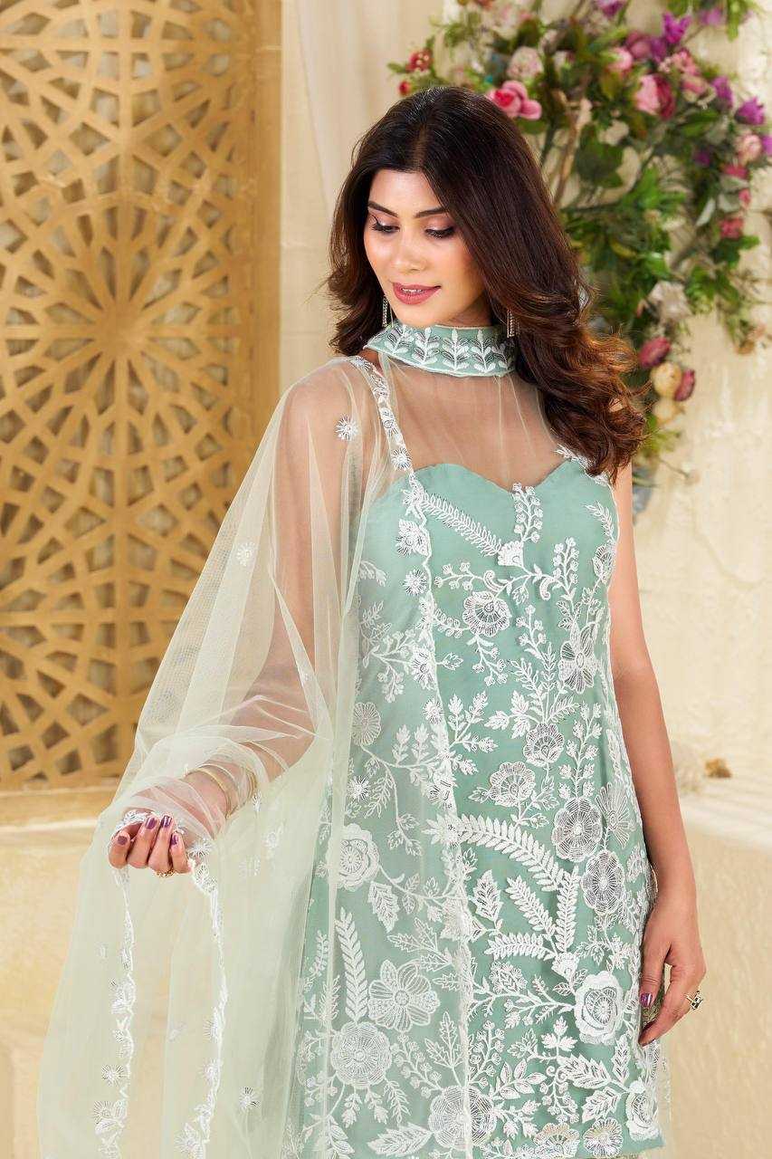 Ynf Butterfly Net RIN141 1945 Suits & Dresses Wedding Collections Festive Collections Wholesale Embroidery Suits Palazzo Suit Net Suit Manufacturer