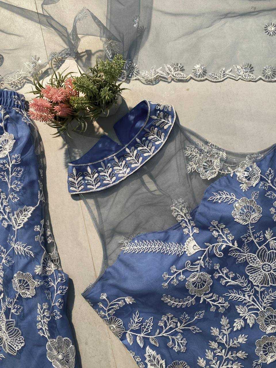 Ynf Butterfly Net RIN141 1945 Suits & Dresses Wedding Collections Festive Collections Wholesale Embroidery Suits Palazzo Suit Net Suit Manufacturer
