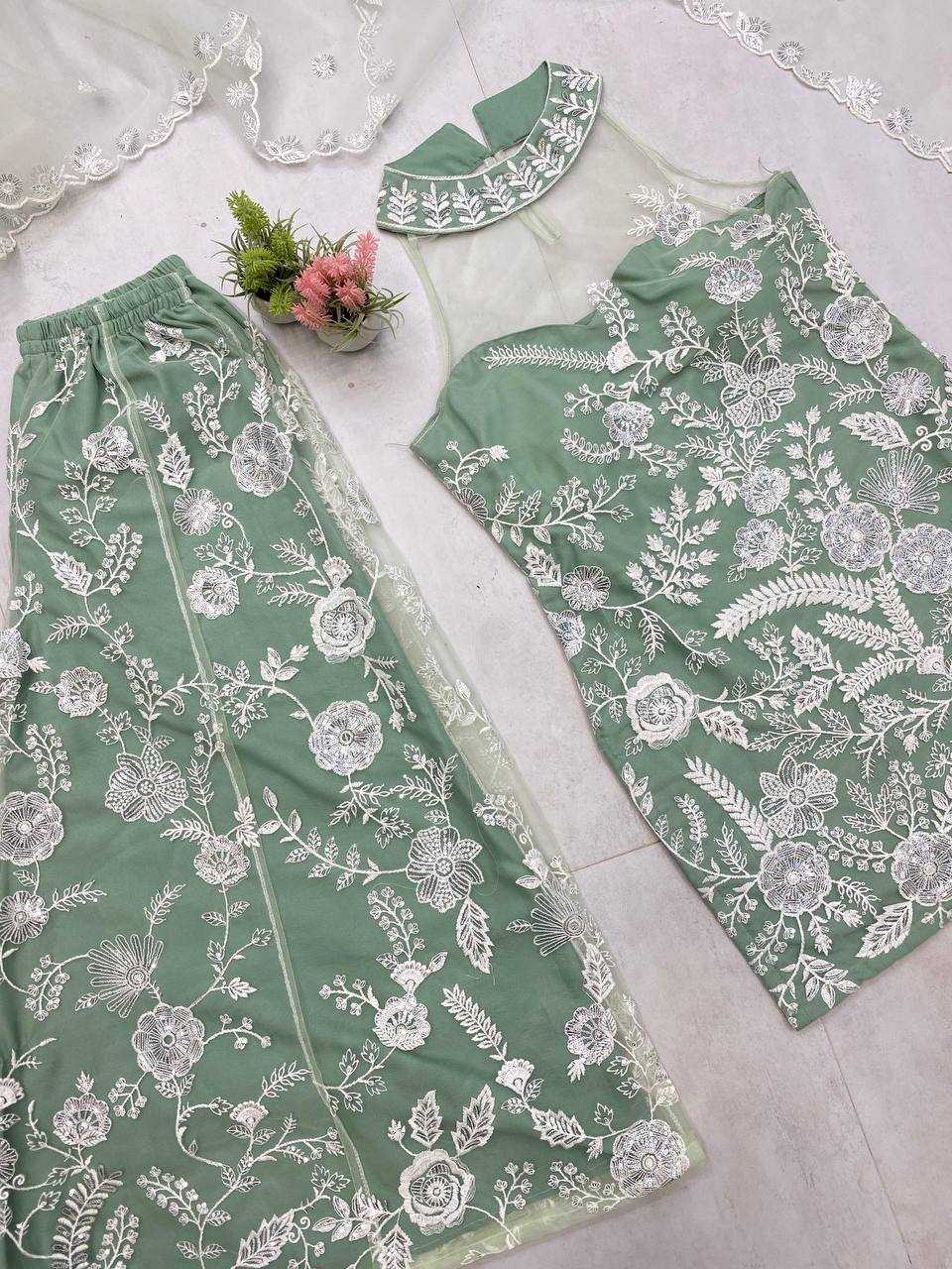 Ynf Butterfly Net RIN141 1945 Suits & Dresses Wedding Collections Festive Collections Wholesale Embroidery Suits Palazzo Suit Net Suit Manufacturer
