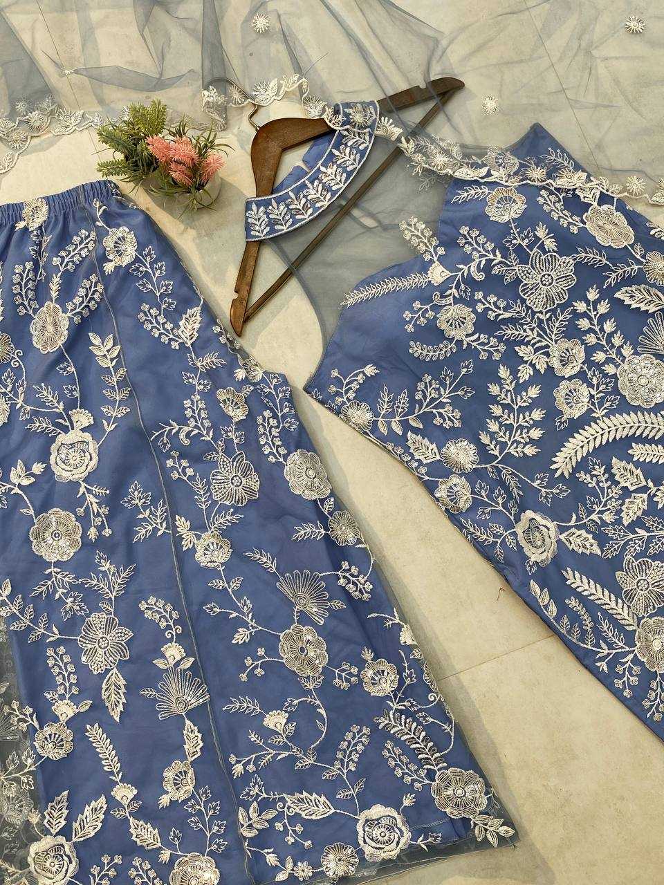 Ynf Butterfly Net RIN141 1945 Suits & Dresses Wedding Collections Festive Collections Wholesale Embroidery Suits Palazzo Suit Net Suit Manufacturer