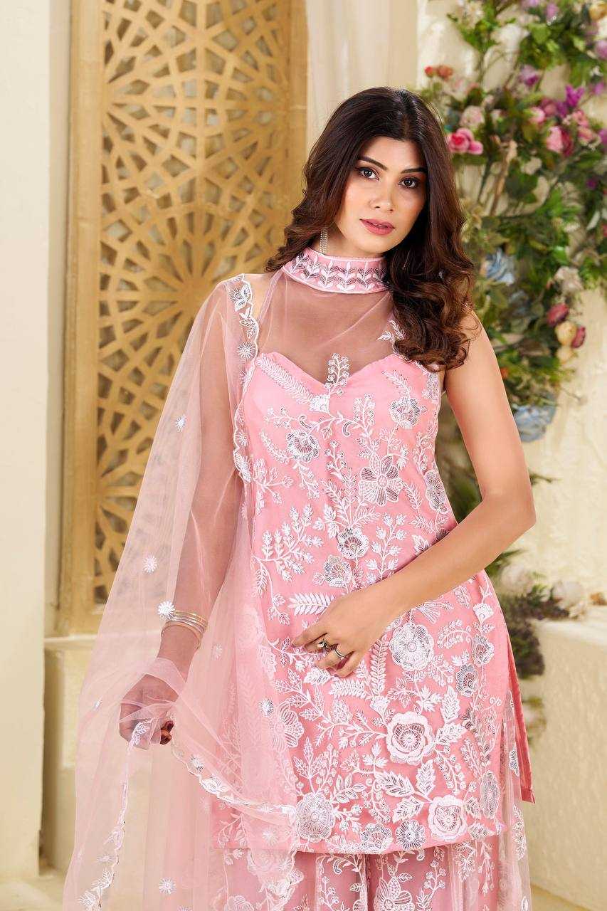 Ynf Butterfly Net RIN141 1945 Suits & Dresses Wedding Collections Festive Collections Wholesale Embroidery Suits Palazzo Suit Net Suit Manufacturer