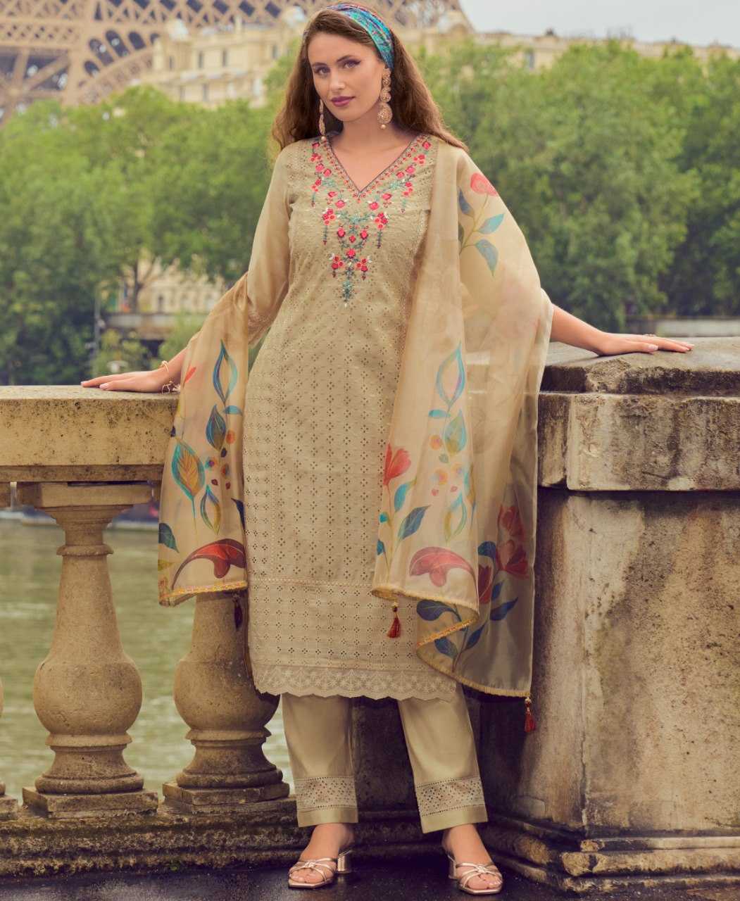 Ynf Chanderi Silk KESH507 Schiffli Suits & Dresses Wholesale Embroidery Suits Ladies Silk Suit Party wear suits Manufacturer