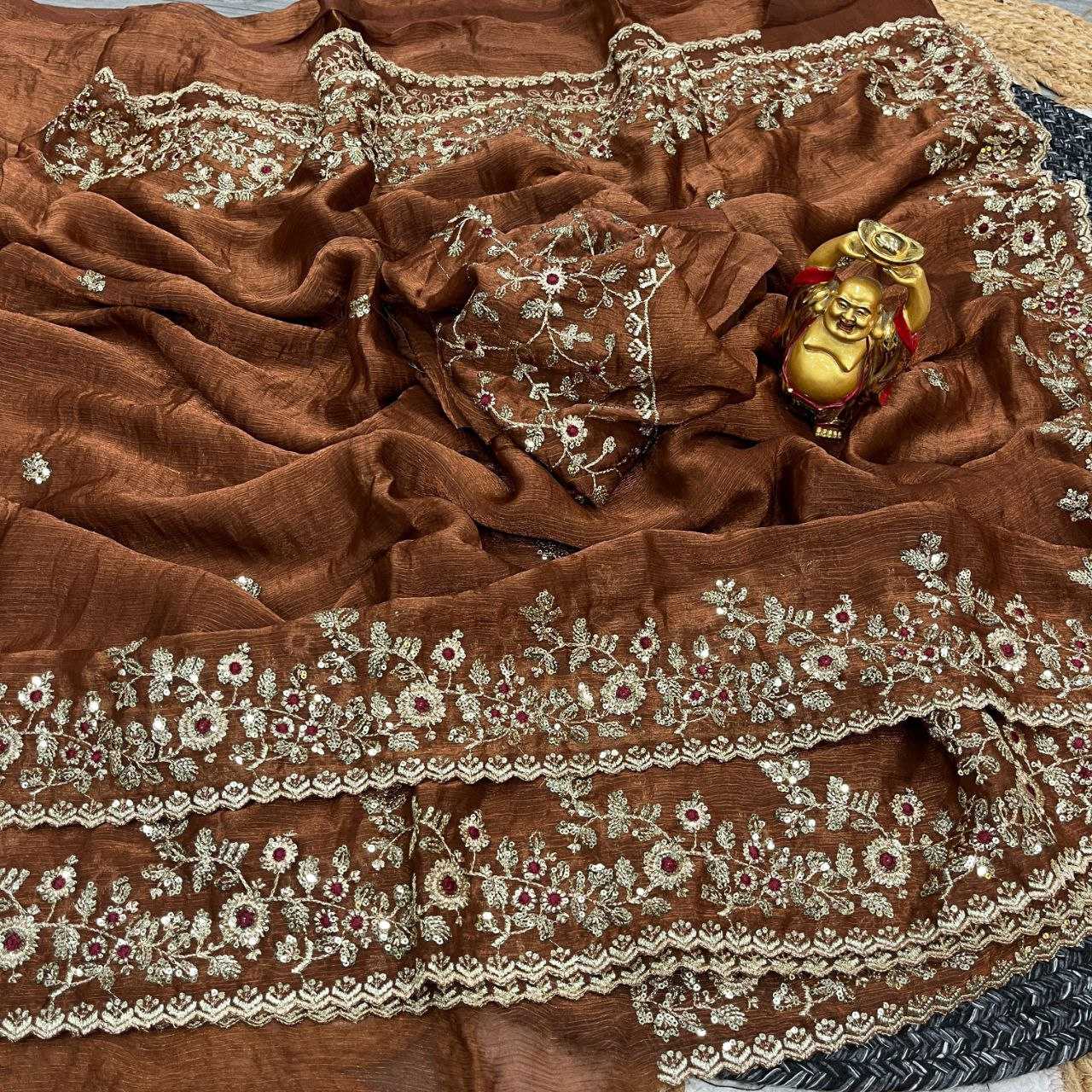 Ynf Chiffon KESH487 910 Sarees Wedding Collections Festive Collections Wholesale Chiffon Sarees Embroidered Sarees Sarees With Blouse Manufacturer