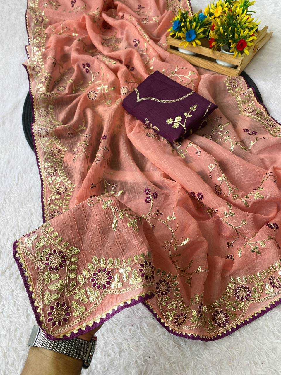 Ynf Chiffon KESH514 153 Sarees Wholesale Designer Sarees Embroidered Sarees Gota Work Saree Manufacturer