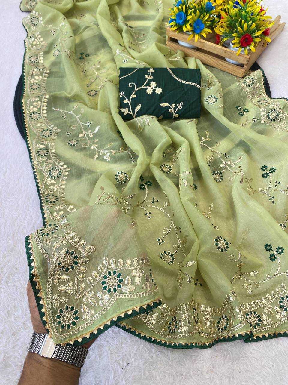 Ynf Chiffon KESH514 153 Sarees Wholesale Designer Sarees Embroidered Sarees Gota Work Saree Manufacturer