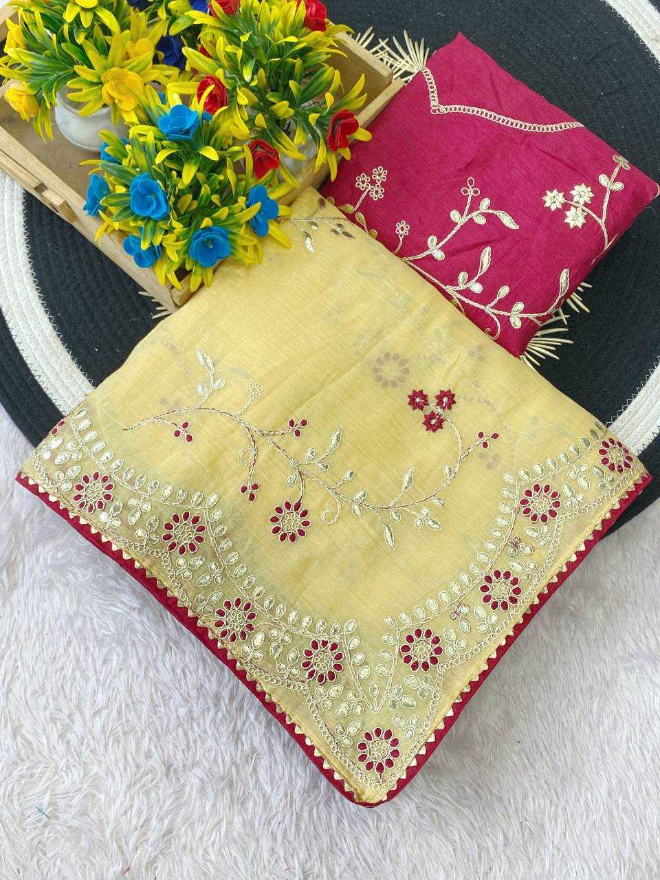 Ynf Chiffon KESH514 153 Sarees Wholesale Designer Sarees Embroidered Sarees Gota Work Saree Manufacturer