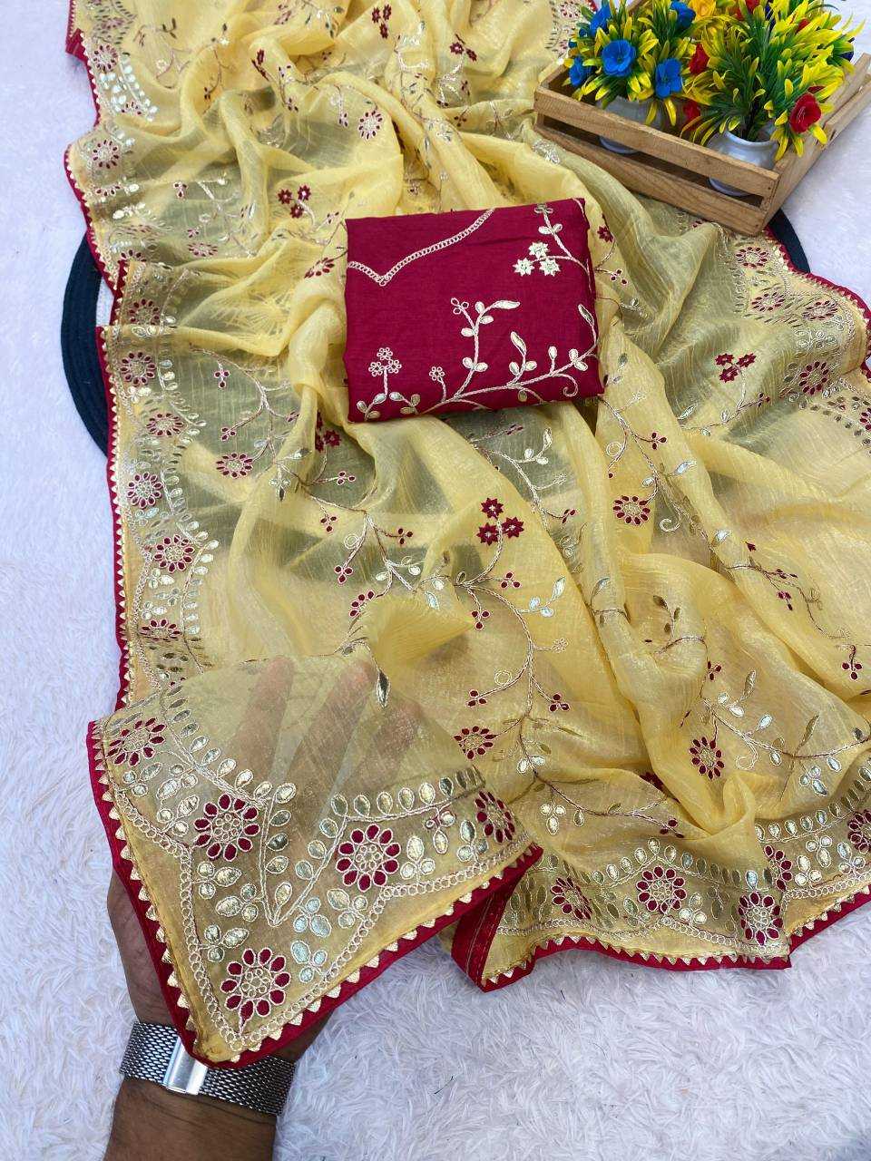 Ynf Chiffon KESH514 153 Sarees Wholesale Designer Sarees Embroidered Sarees Gota Work Saree Manufacturer