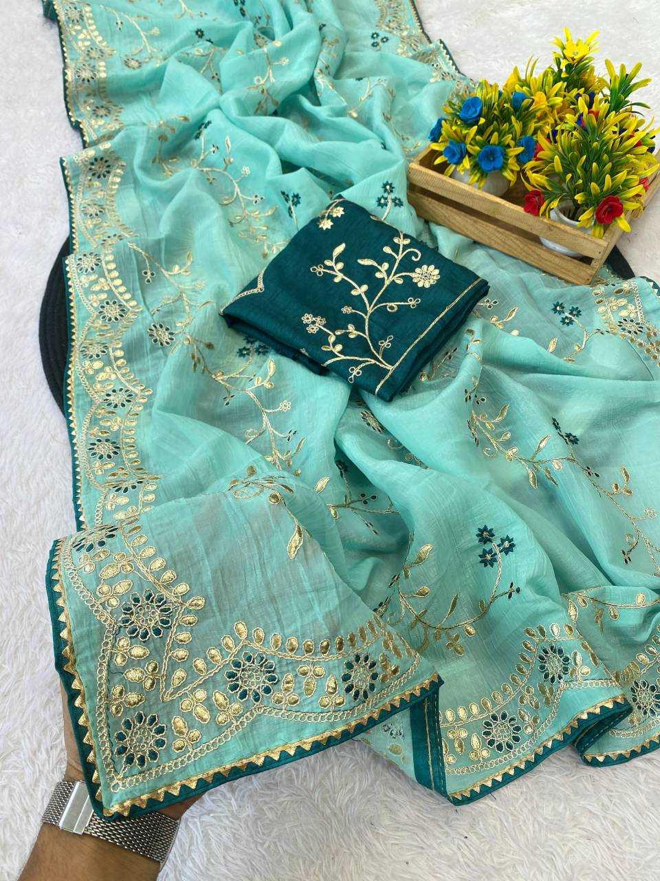 Ynf Chiffon KESH514 153 Sarees Wholesale Designer Sarees Embroidered Sarees Gota Work Saree Manufacturer